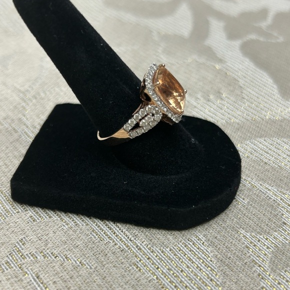14 kt Rose Gold Morganite Beryl and Diamond Ring. Size 7. Ppwk incl. - Picture 4 of 16